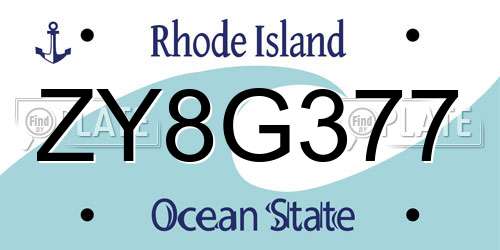 ZY8G377 Rhode Island License Plate