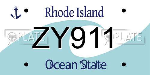 ZY911 Rhode Island License Plate