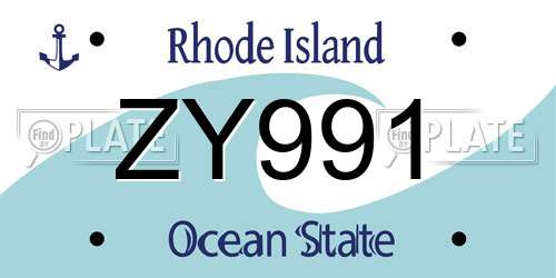ZY991 Rhode Island License Plate