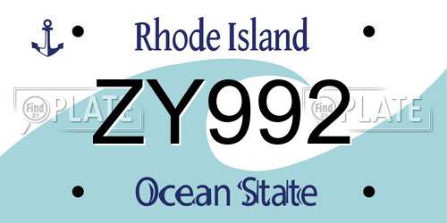 ZY992 Rhode Island License Plate