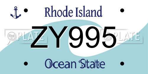 ZY995 Rhode Island License Plate