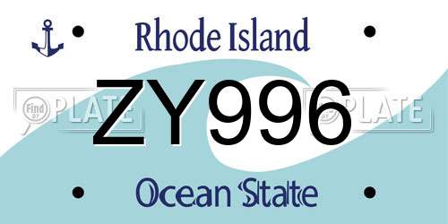 ZY996 Rhode Island License Plate