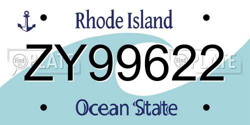 ZY99622 Rhode Island License Plate