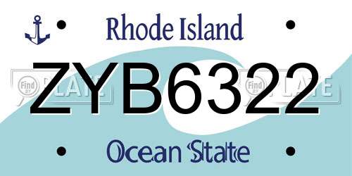 ZYB6322 Rhode Island License Plate