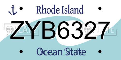 ZYB6327 Rhode Island License Plate