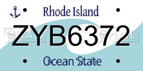 ZYB6372 Rhode Island License Plate