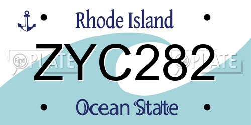 ZYC282 Rhode Island License Plate