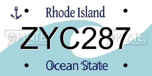 ZYC287 Rhode Island License Plate