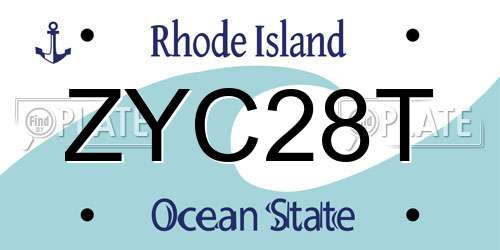 ZYC28T Rhode Island License Plate