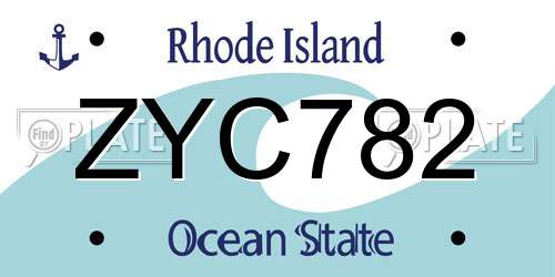 ZYC782 Rhode Island License Plate