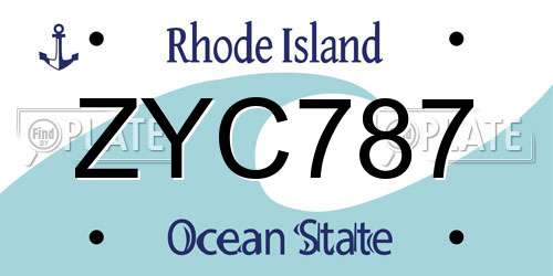 ZYC787 Rhode Island License Plate
