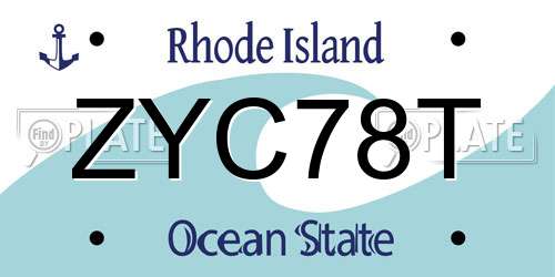 ZYC78T Rhode Island License Plate