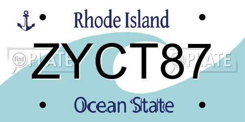 ZYCT87 Rhode Island License Plate