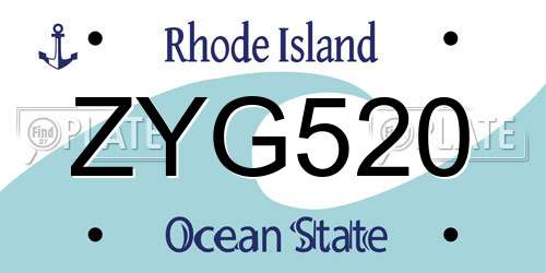 ZYG520 Rhode Island License Plate