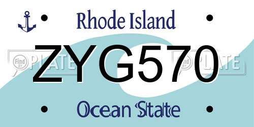 ZYG570 Rhode Island License Plate
