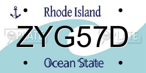 ZYG57D Rhode Island License Plate