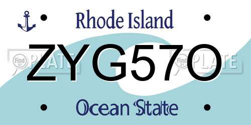 ZYG57O Rhode Island License Plate