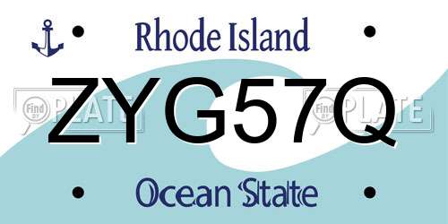 ZYG57Q Rhode Island License Plate