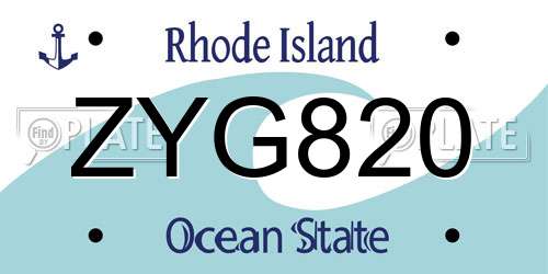 ZYG820 Rhode Island License Plate