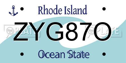 ZYG87O Rhode Island License Plate