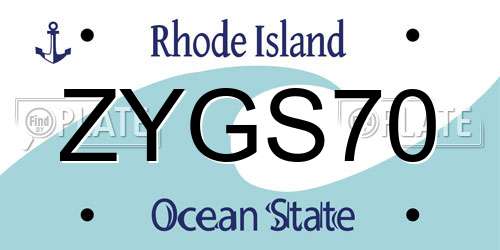 ZYGS70 Rhode Island License Plate