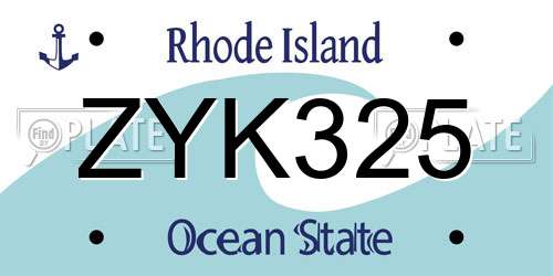 ZYK325 Rhode Island License Plate