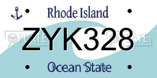 ZYK328 Rhode Island License Plate