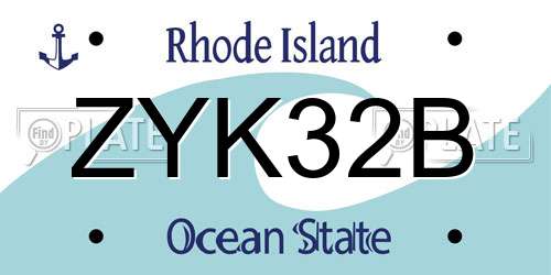 ZYK32B Rhode Island License Plate