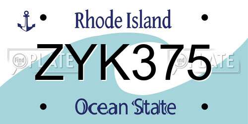 ZYK375 Rhode Island License Plate