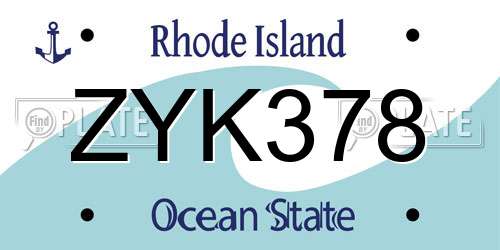 ZYK378 Rhode Island License Plate