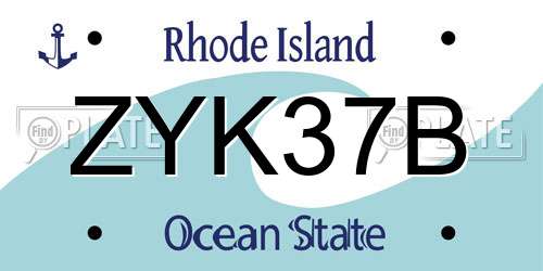 ZYK37B Rhode Island License Plate