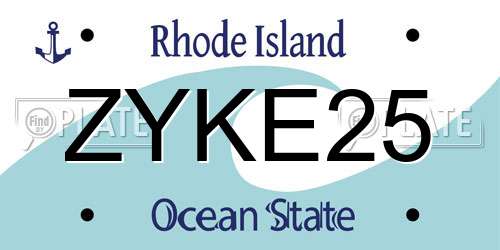 ZYKE25 Rhode Island License Plate