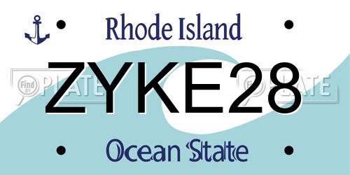 ZYKE28 Rhode Island License Plate
