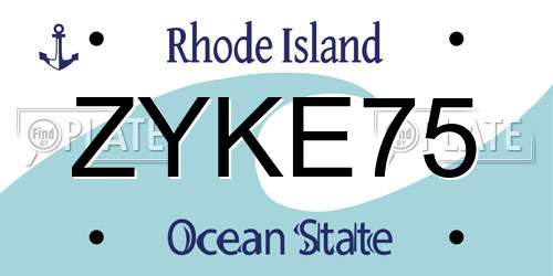ZYKE75 Rhode Island License Plate
