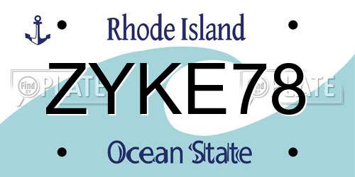 ZYKE78 Rhode Island License Plate