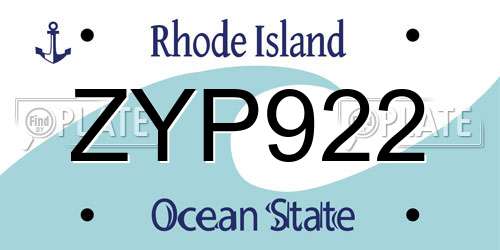 ZYP922 Rhode Island License Plate