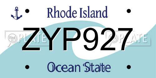 ZYP927 Rhode Island License Plate