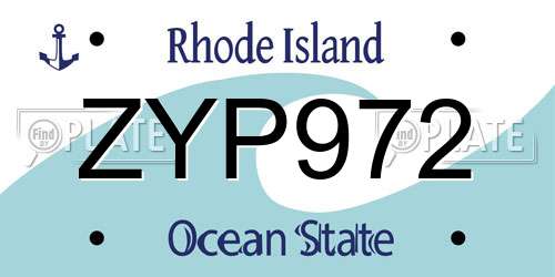 ZYP972 Rhode Island License Plate