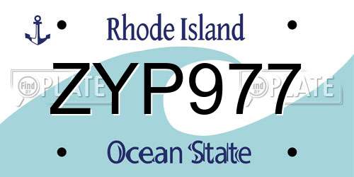 ZYP977 Rhode Island License Plate