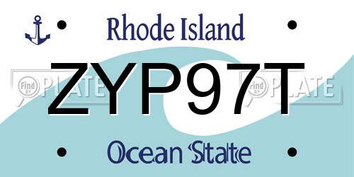 ZYP97T Rhode Island License Plate