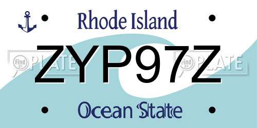 ZYP97Z Rhode Island License Plate