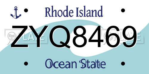 ZYQ8469 Rhode Island License Plate