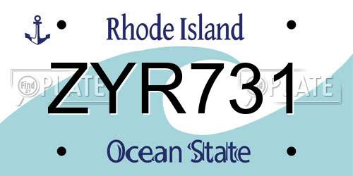 ZYR731 Rhode Island License Plate