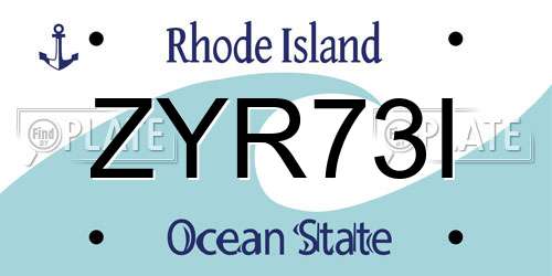 ZYR73I Rhode Island License Plate