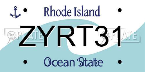 ZYRT31 Rhode Island License Plate
