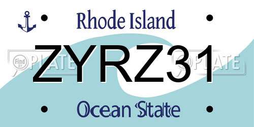 ZYRZ31 Rhode Island License Plate