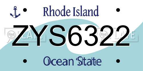 ZYS6322 Rhode Island License Plate