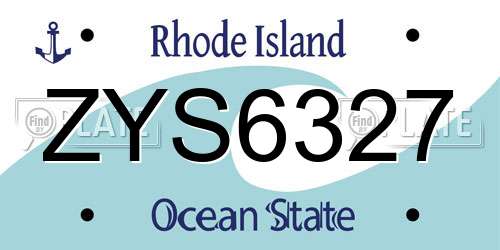 ZYS6327 Rhode Island License Plate
