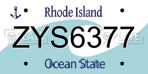 ZYS6377 Rhode Island License Plate