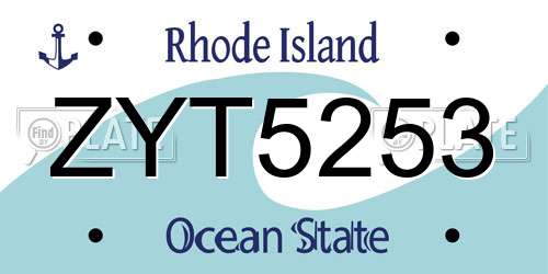 ZYT5253 Rhode Island License Plate